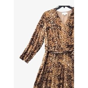Womens 2X Velvet Burnout Midi Dress Leopard Asymmetrical Stretch Flare Faux Wrap
